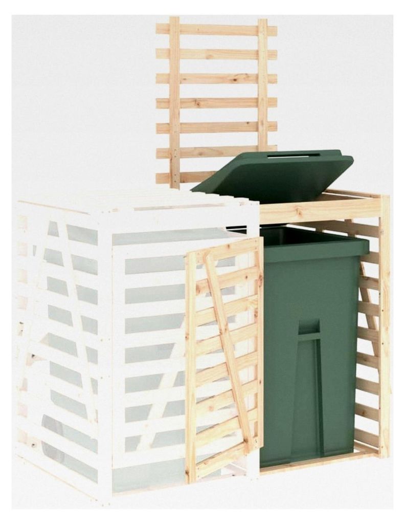 Mülltonnenverkleidung aus massivem Kiefernholz – Mülltonnenbox für den Außenbereich mit guter Belüftung (78 x 91,5 x 128,5 cm)