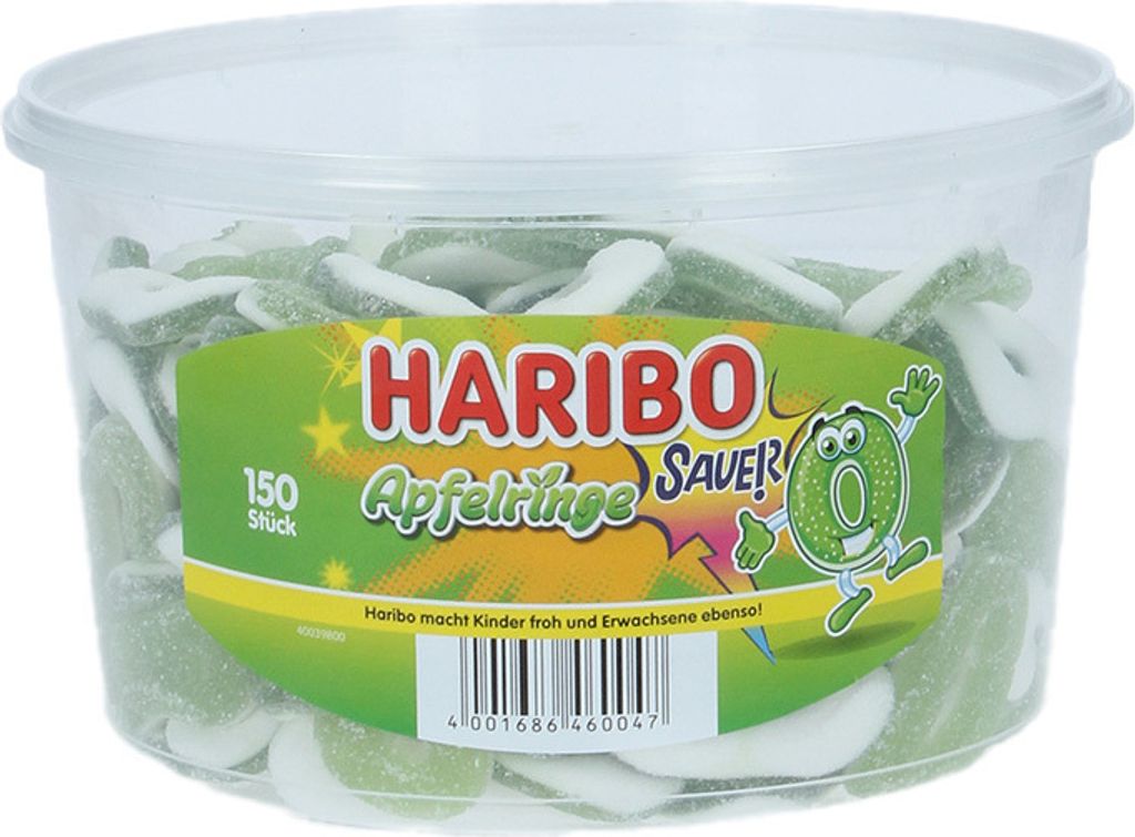 Haribo - Saure Apfelringe 150 Stck. DOSE Produktbild 