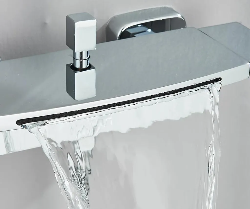 Robinet Mitigeur Bain Douche Cascade Argenté avec Levier Monocommande - 4