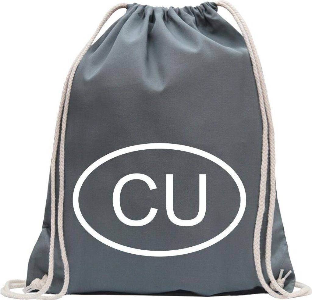 Kiwistar - Turnbeutel - stahlgrau - Kuba CU - Fun Rucksack Sport Beutel Gymsack Baumwolle mit Ziehgurt
