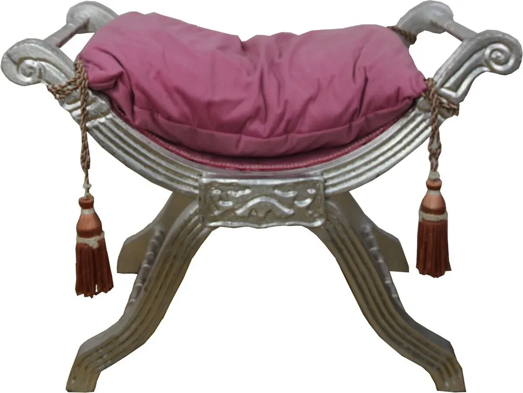 Tabouret Baroque Chic Rose Argenté : Confort et Déco pour Petit Salon