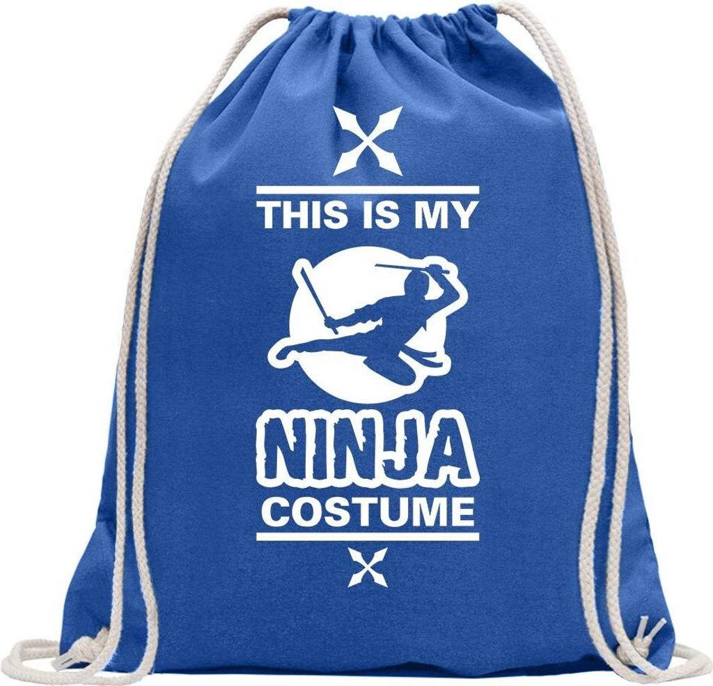 Kiwistar - Turnbeutel - royal - This is My Ninja Costume - Fun Rucksack Sport Beutel Gymsack Baumwolle mit Ziehgurt