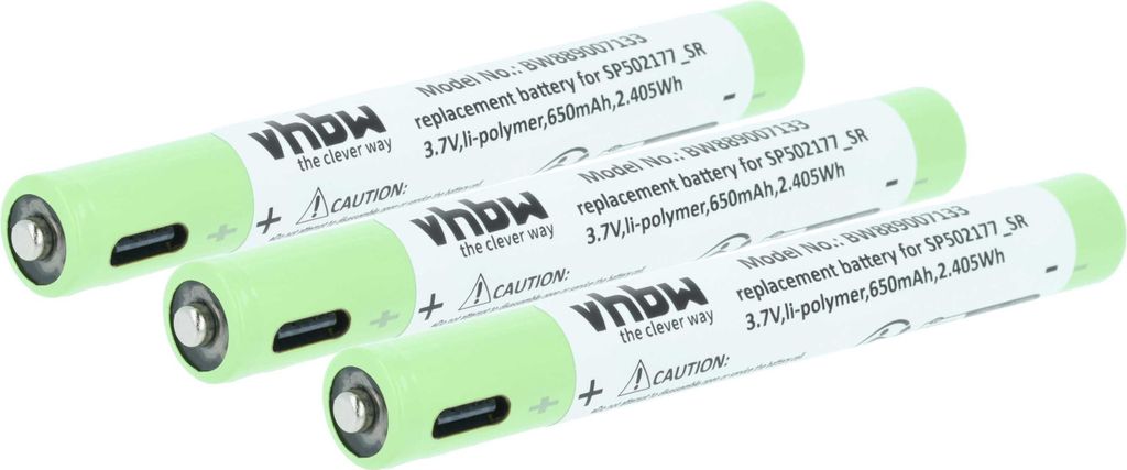 vhbw 3x Akku kompatibel mit Ledlenser P4R Core Taschenlampe Kopflampe (650 mAh, 3,7 V, Li-Polymer)