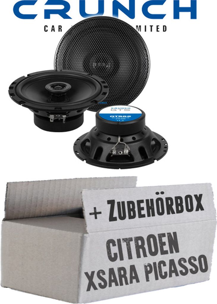 Citroen Xsara Picasso - Lautsprecher Boxen Crunch GTS62 - 16,5cm 2-Wege Koax GTS 62 Auto Einbauzubehör - Einbauset