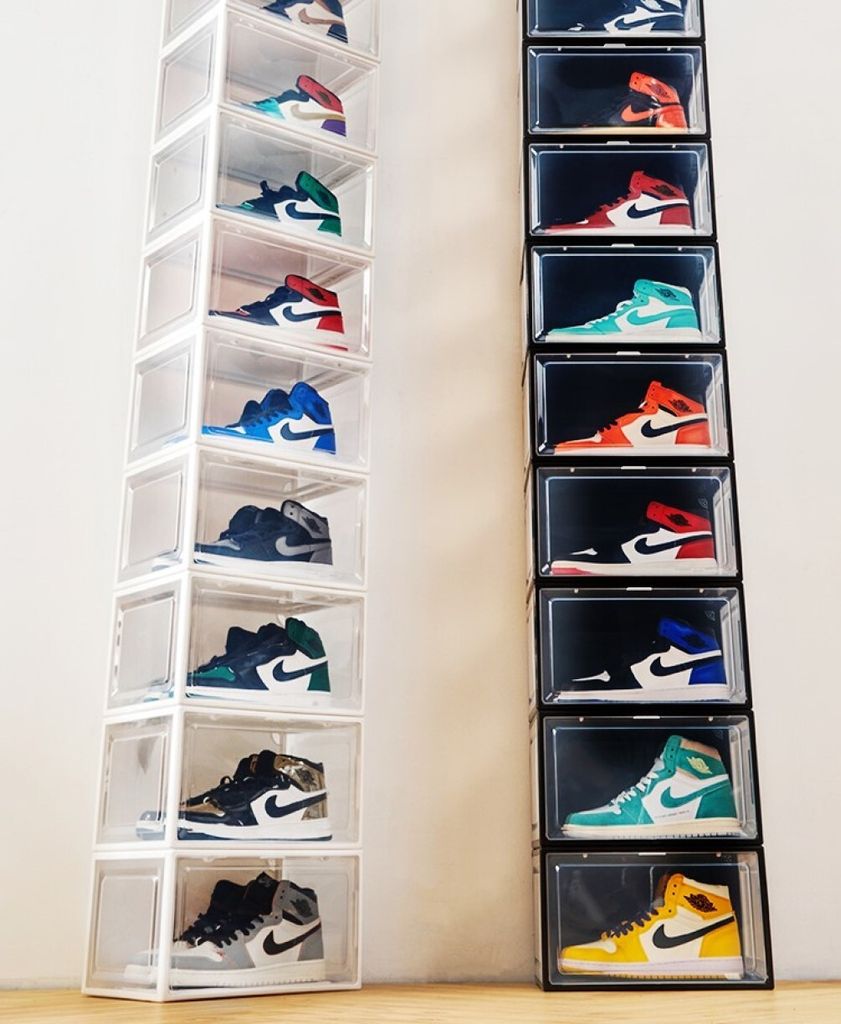 CRELIV - Schuhbox (2 StÃ1/4ck, weiß), hochwertige Schuhkiste, Schuhbox stapelbar, idealer Ersatz von Schuhschrank, Stapelbox mit magnetischer Sei...