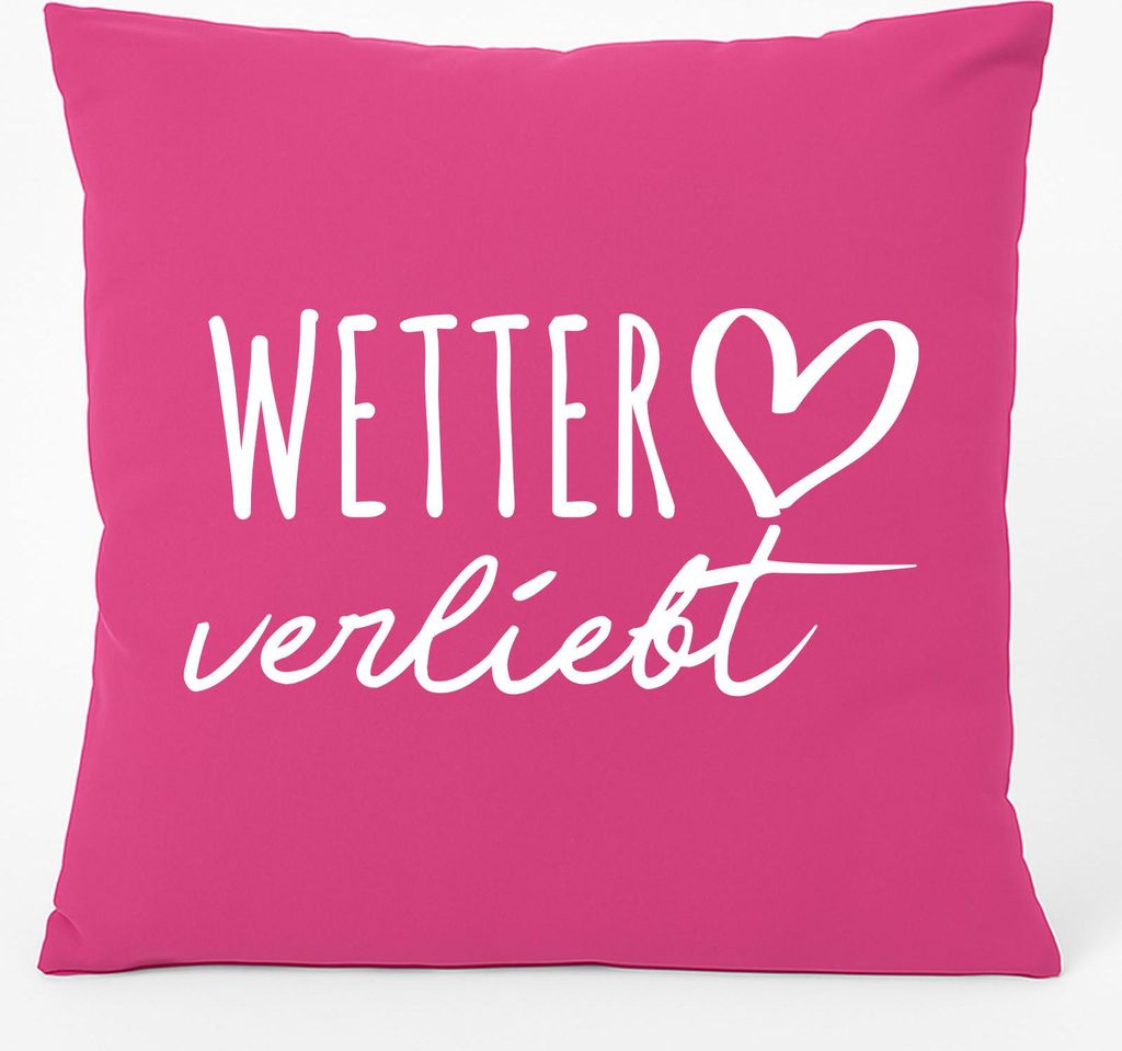 Huuraa Kissen Wetter Ruhr verliebt 40x40cm mit Füllung Fuchsia Baumwolle Dekokissen Geschenkidee