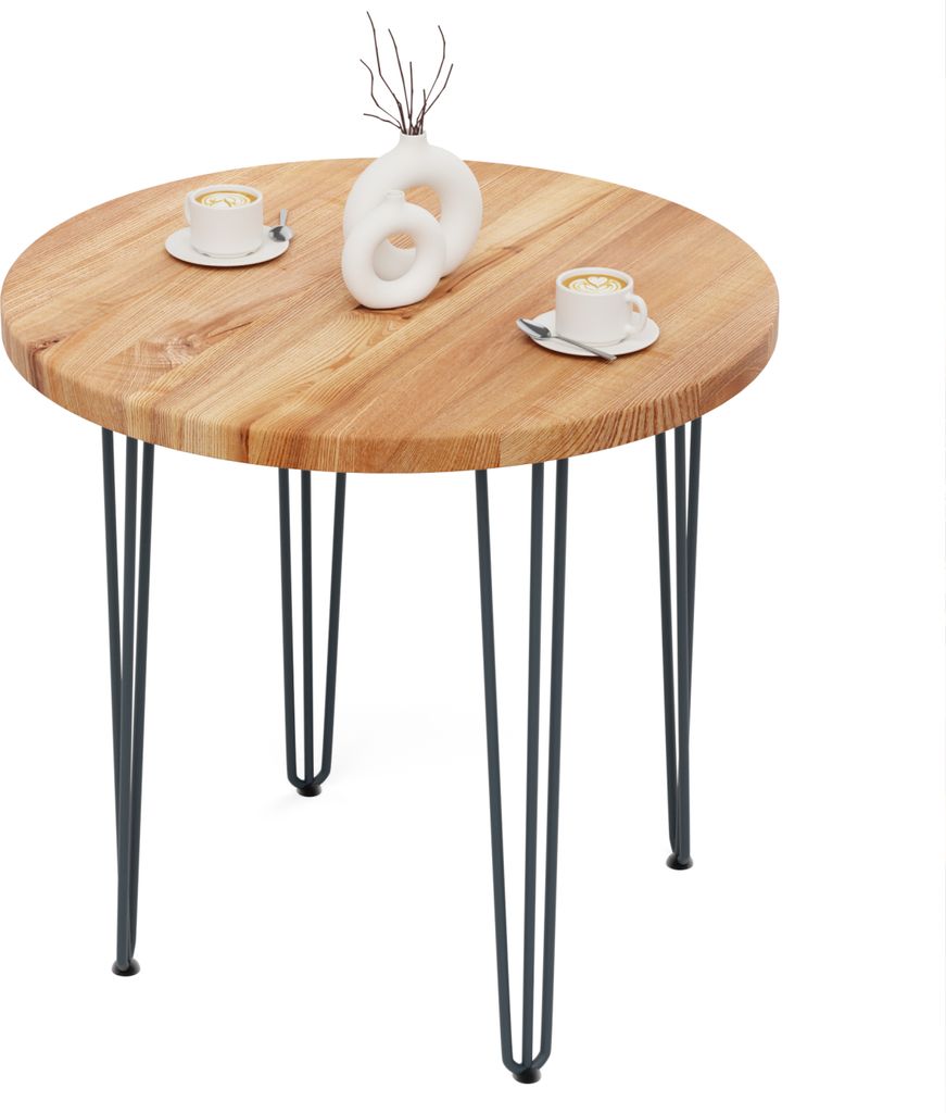 LAMO Manufaktur Tisch rund 80 cm | Holztisch rund, Esstisch für 2 Personen | Runder Tisch für Küche, Esszimmer | Stärke: 40mm, Farbe: Dunkel, B...