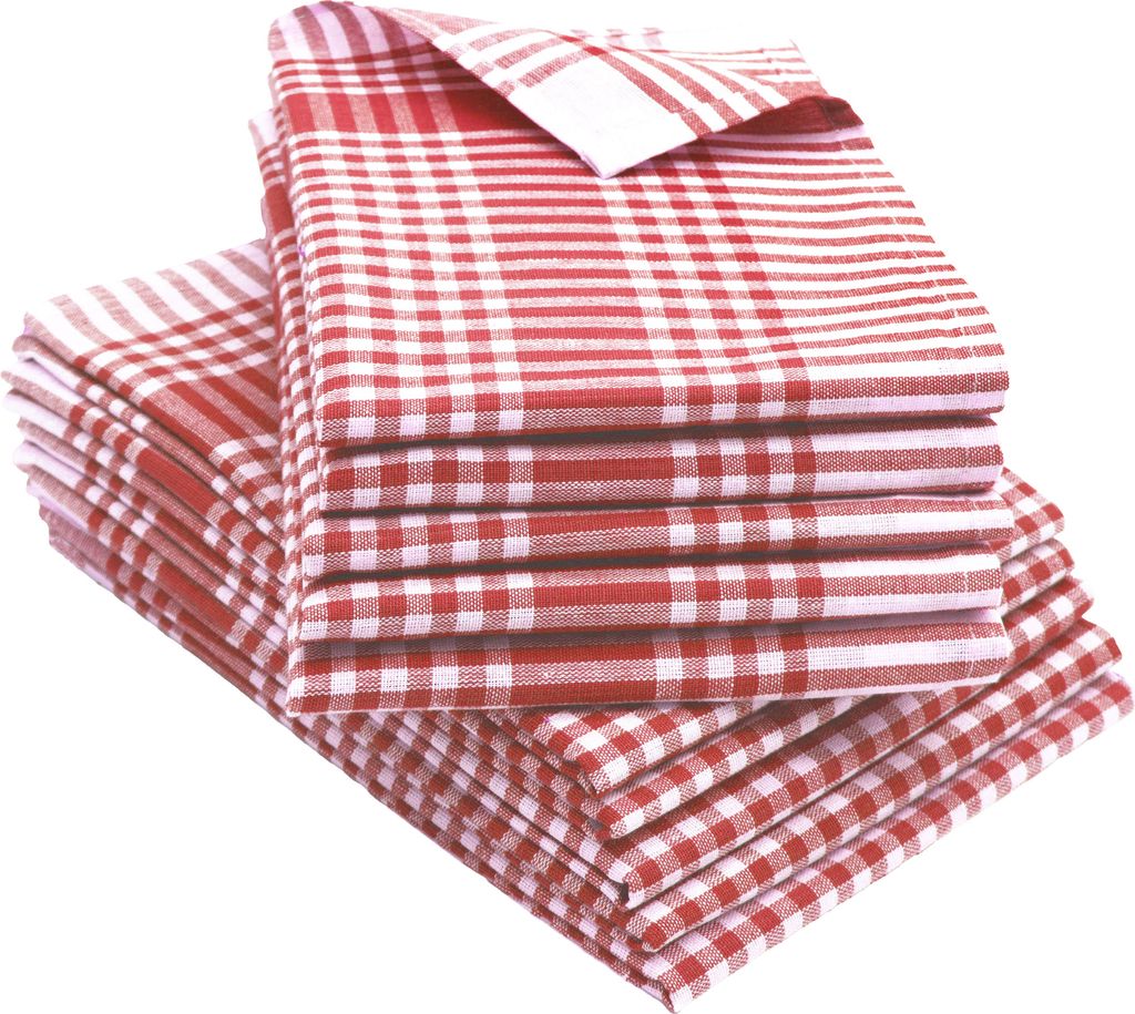 10er Set Geschirrtücher 100% Baumwolle in 50x70 cm, saugstarke & robuste Küchentücher, rot kariert