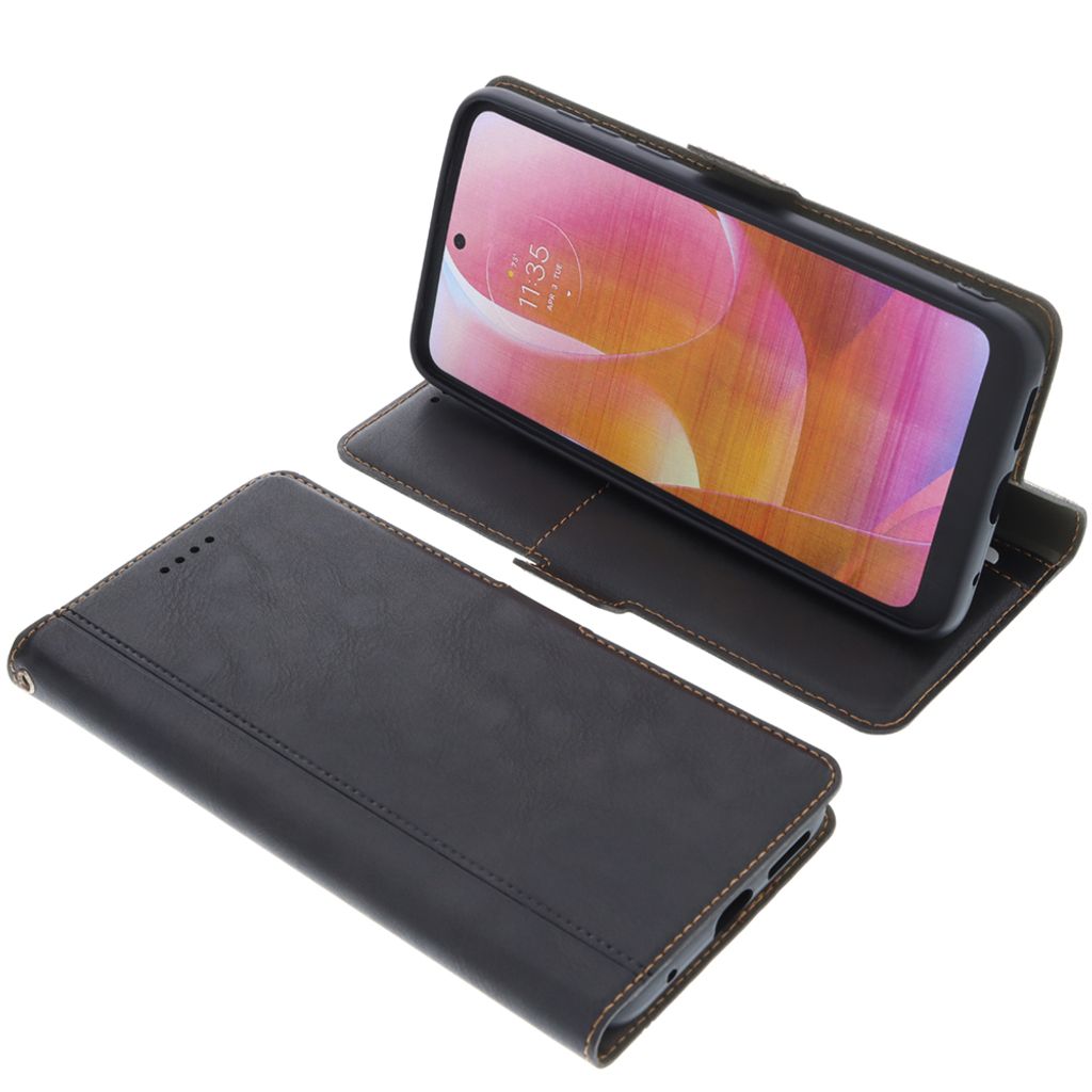 foto-kontor Tasche kompatibel mit Motorola Moto G Power 2022 Book Style schwarz Schutz Hülle Buch