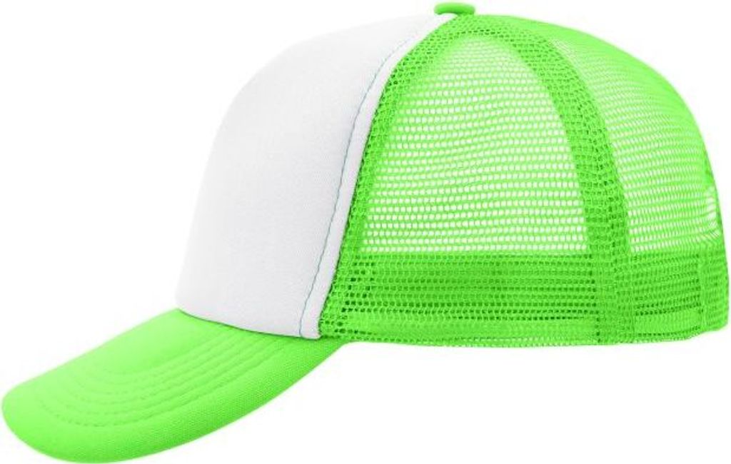 5 Panel Polyester Mesh Cap white/neon-green, Gr. one size