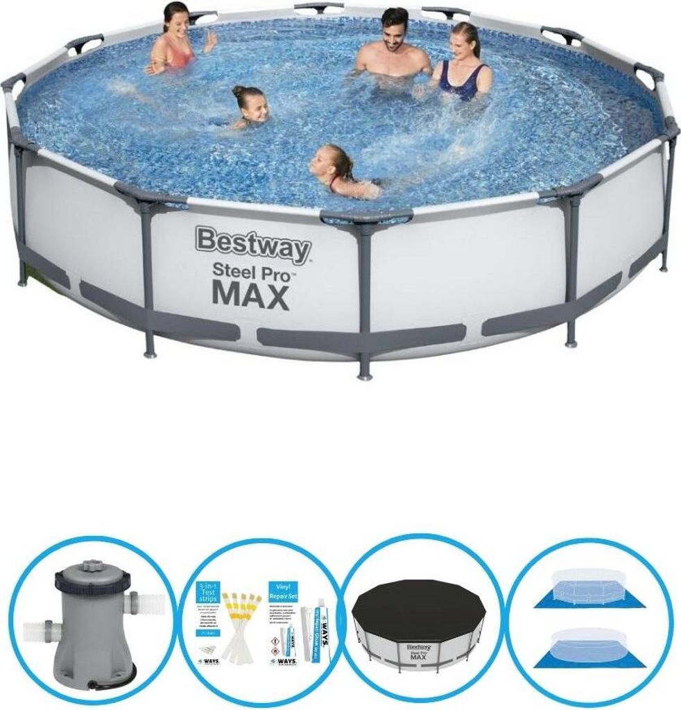 Bestway Pool Steel Pro MAX - Inklusive Zubehör - 366x76 cm