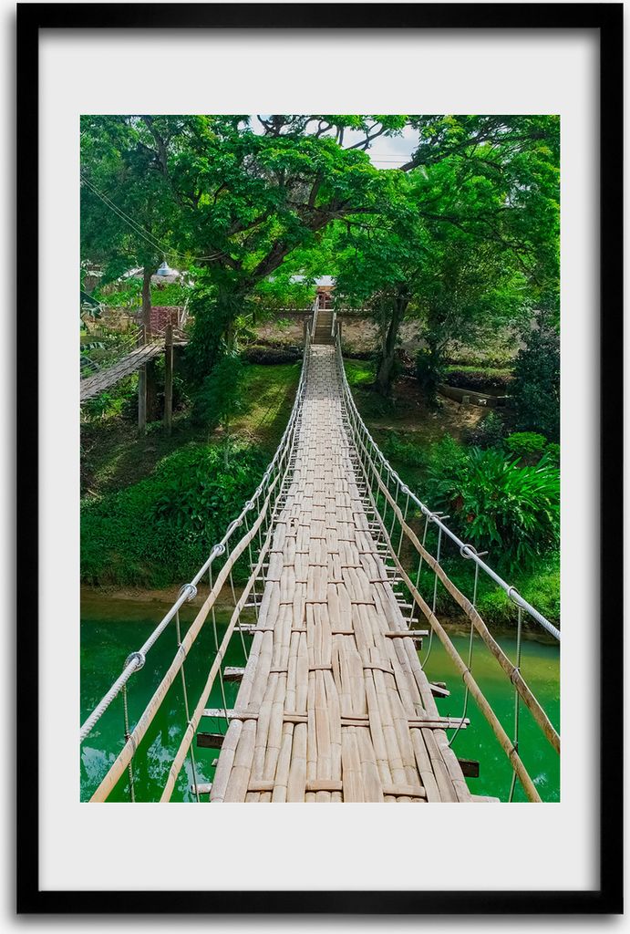 Bild - Bilderrahmen - 40 cm x 60 cm - MDF - Rahmen - Wandkunst - Hängebrücke