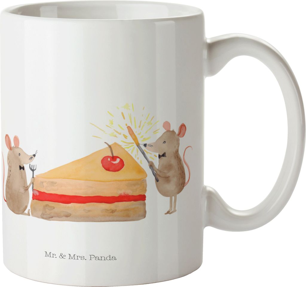 Mr. & Mrs. Panda Kaffeebecher Mäuse Kuchen - Weiß - Geschenk, Happy Birthday, schöne tasse, Becher, Teetasse, Geburtstag, Party, Kuchenliebe, Hu...