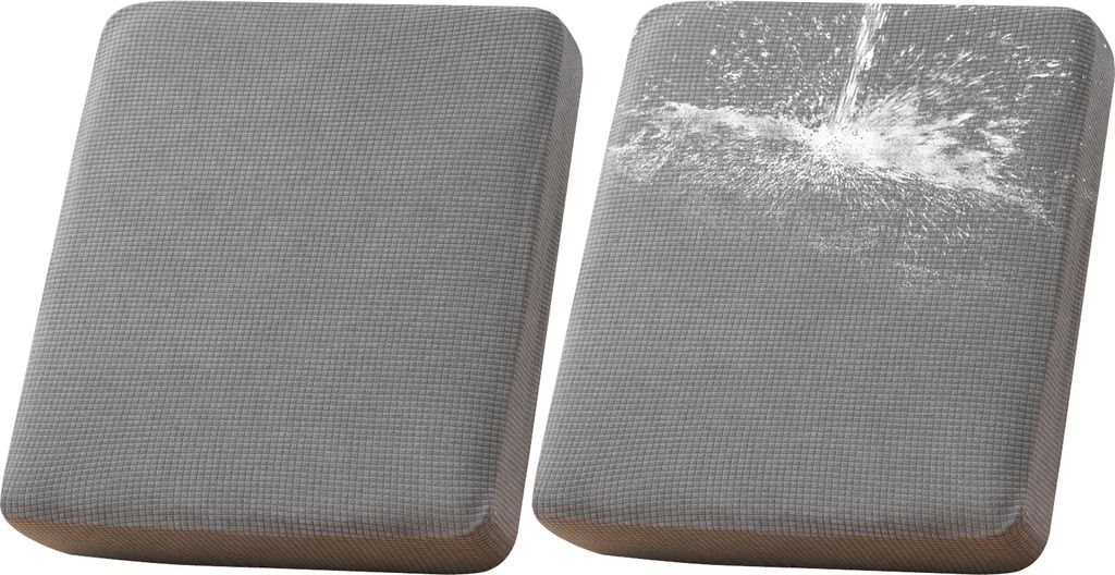 2er-Set Terrassen-Kissenbezüge für draußen/drinnen , 100% wasserdichter Outdoor-Sitzkissen Schonbezug für Terrassenmöbel Sektionalsofa,Hellgrau