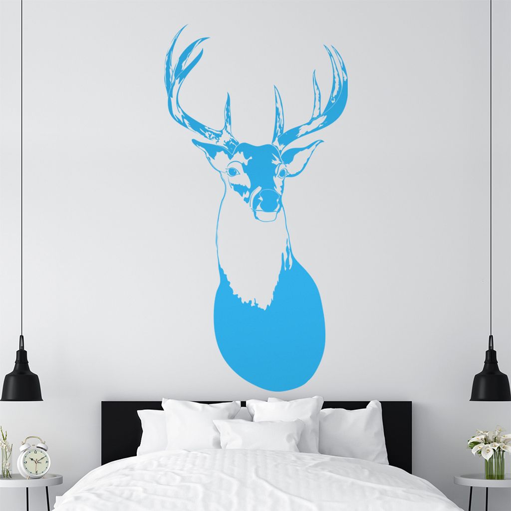 KIWISTAR Hirsch Geweihträger Wandtattoo in 6 Größen - Wandaufkleber Wall Sticker - Dekoration, Küche, Wohnzimmer, Schlafzimmer, Badezimmer