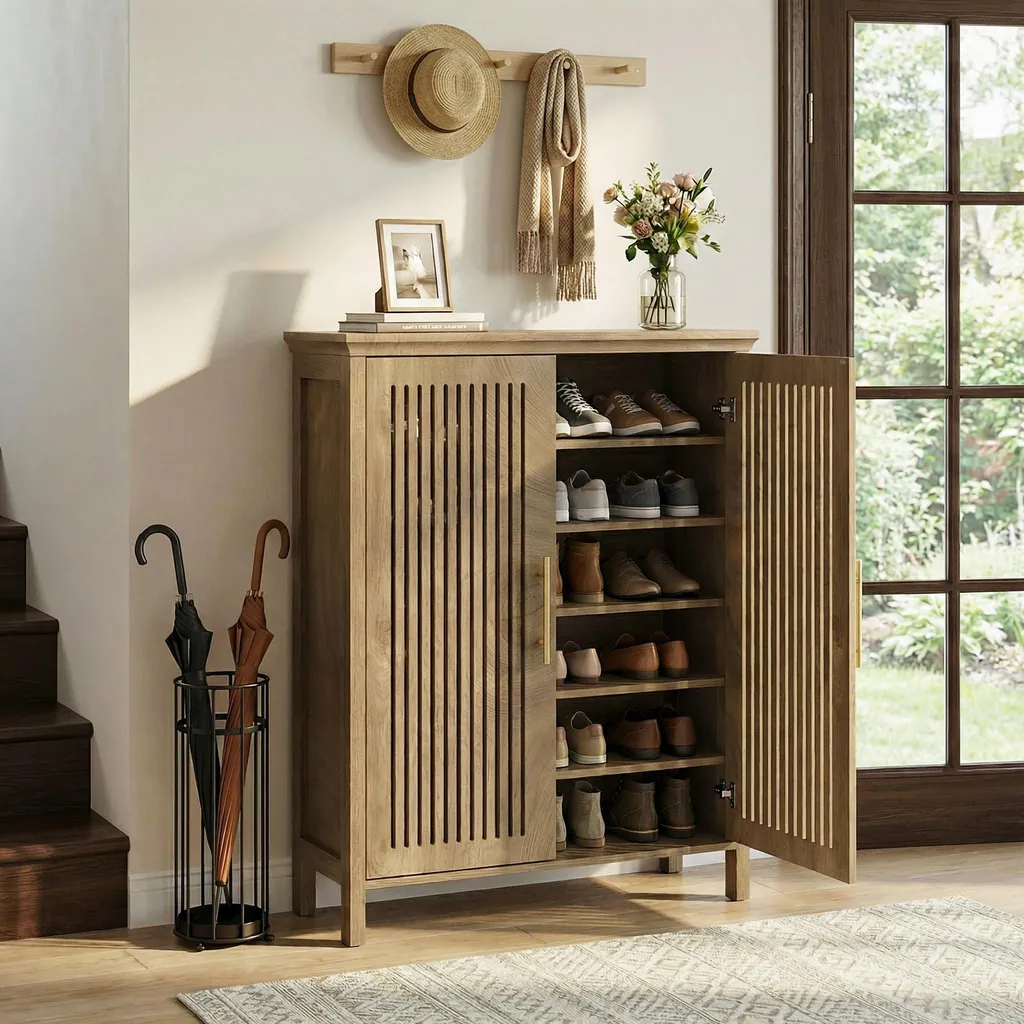 Organisateur de Chaussures pour Entrée : Armoire en Bois Haute à 5 Niveaux