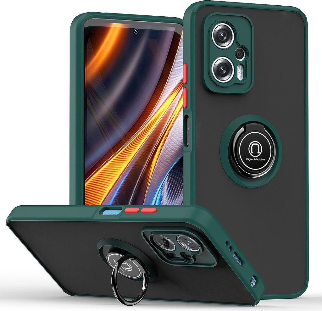 Xiaomi Poco X4 GT Hülle, Ring Halter Ständer Matte Transluzent TPU Rahmen Stoßfest Schutzhülle für Xiaomi Poco X4 GT/Redmi K50 Gaming