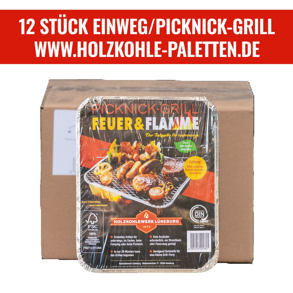 12 STÜCK EINWEGGRILL CAMPING MiniGrill INSTANT PICKNICK Produktbild 