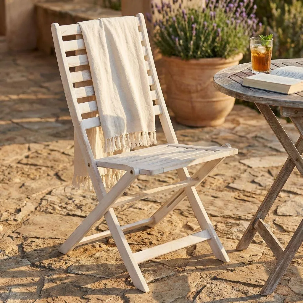 Sedia da Giardino in Legno di Acacia Bianca MilaniHome - Arredo Esterno