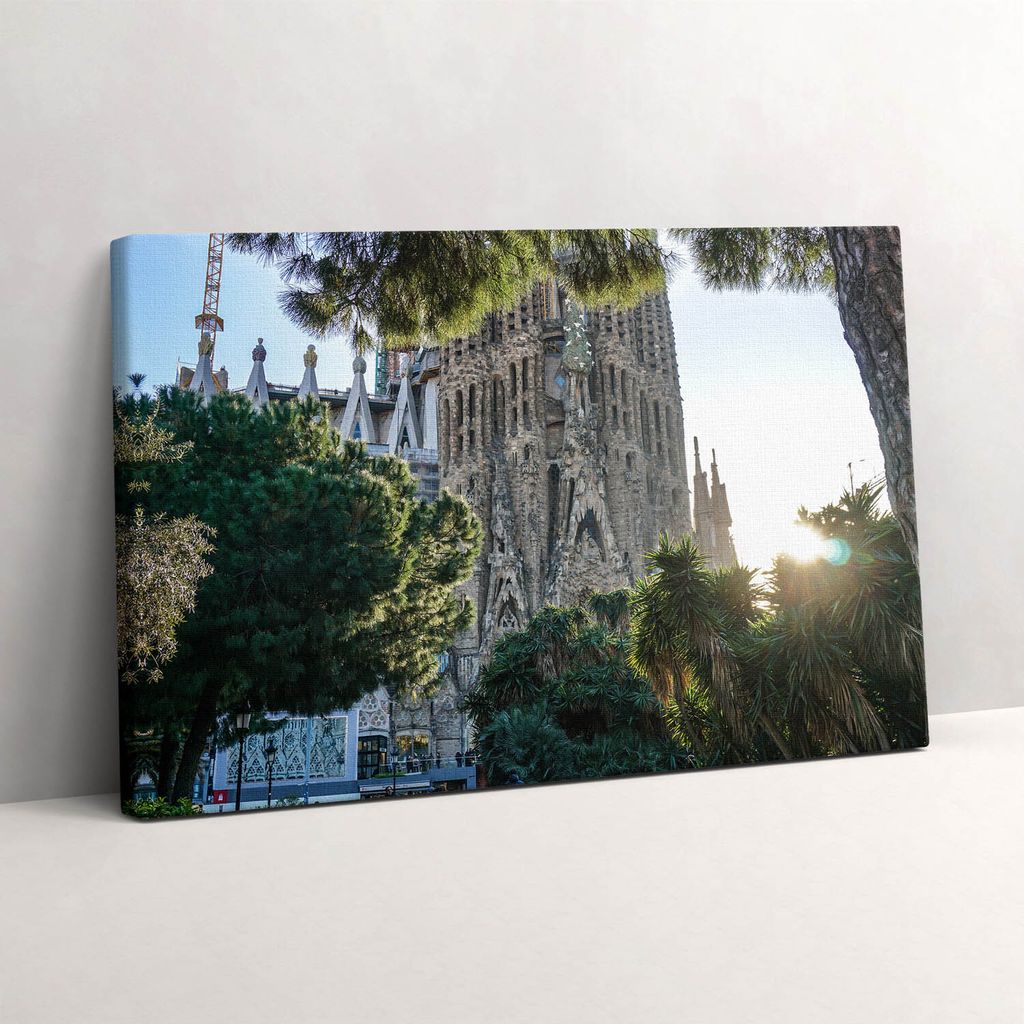 Sagrada Familia Barcelona Park – Leinwandbild Wandbild – 30x20 cm – Leinwandbilder – Wandbilder – Schlafzimmer – Flur