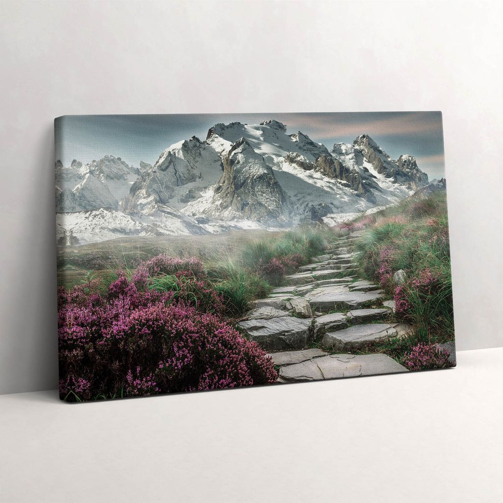 Steinstraße in den Bergen – Leinwandbild Wandbild – 60x40 cm – Leinwandbilder – Wandbilder – Schlafzimmer – Flur