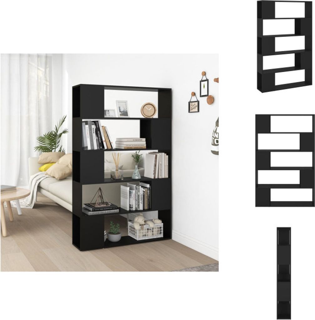 vidaXL Bücherregal Raumteiler Schwarz 100x24x155 cm Holzwerkstoff - Bücherregale & Bücherschränke