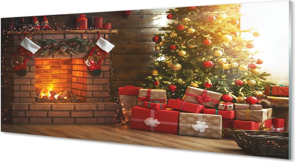 Glasbilder 125x50 Wandkunst Kamin Weihnachtsgeschenke