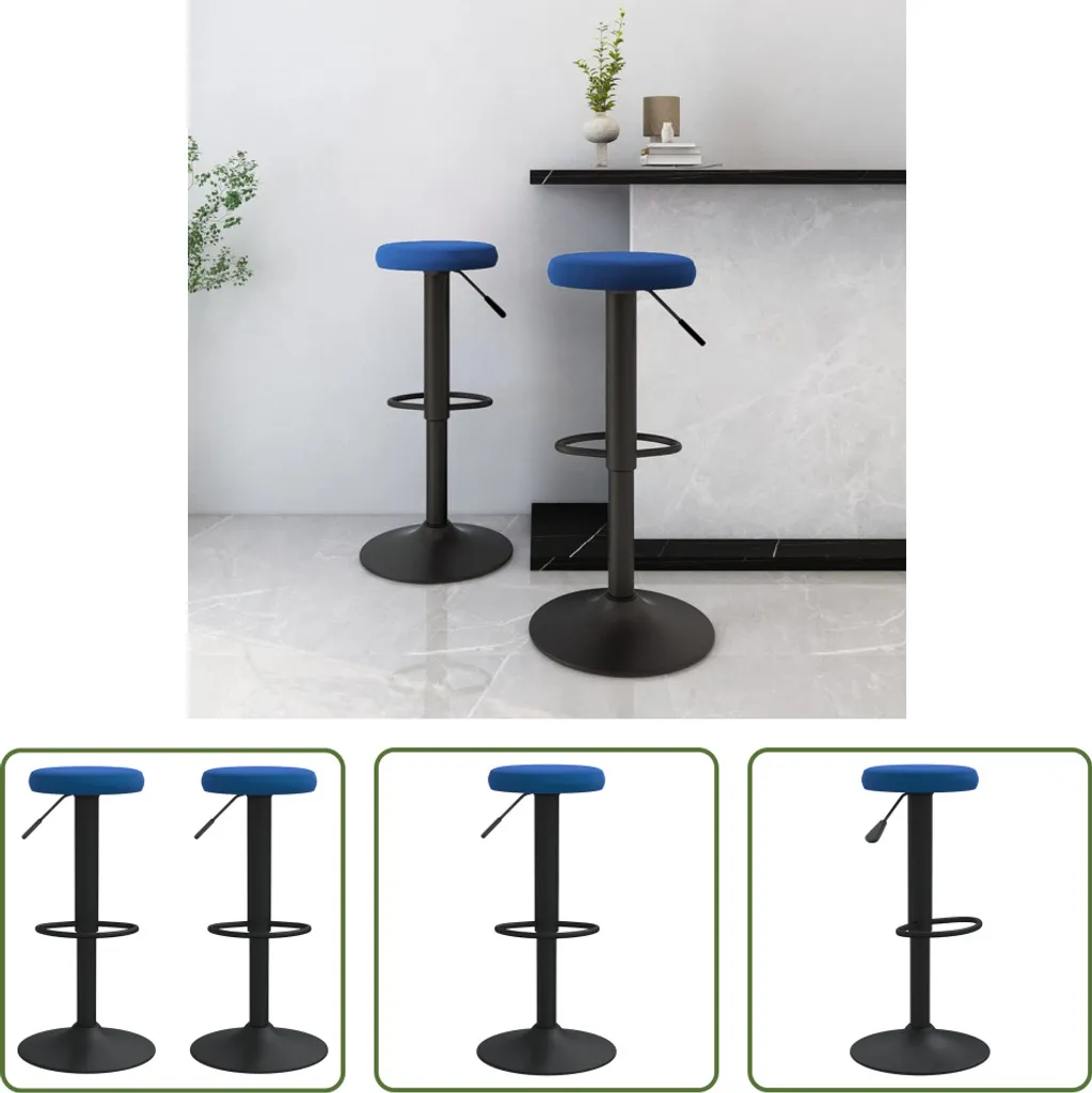 Sgabello da Bar Velluto Blu 2 Pezzi The Living Store | Design Moderno