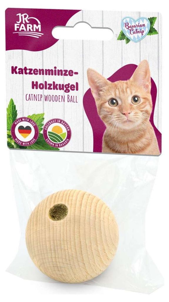JR Farm Cat Bavarian Catnip Katzenminze-Holzkugel