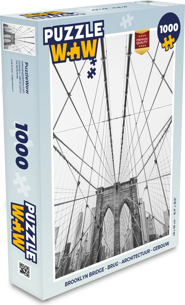 MuchoWow Puzzle 1000 Teile Brooklyn Bridge - Brücke - Architektur - Gebäude - Spielzeug - Alt und Jung - Spiele - Puzzeln