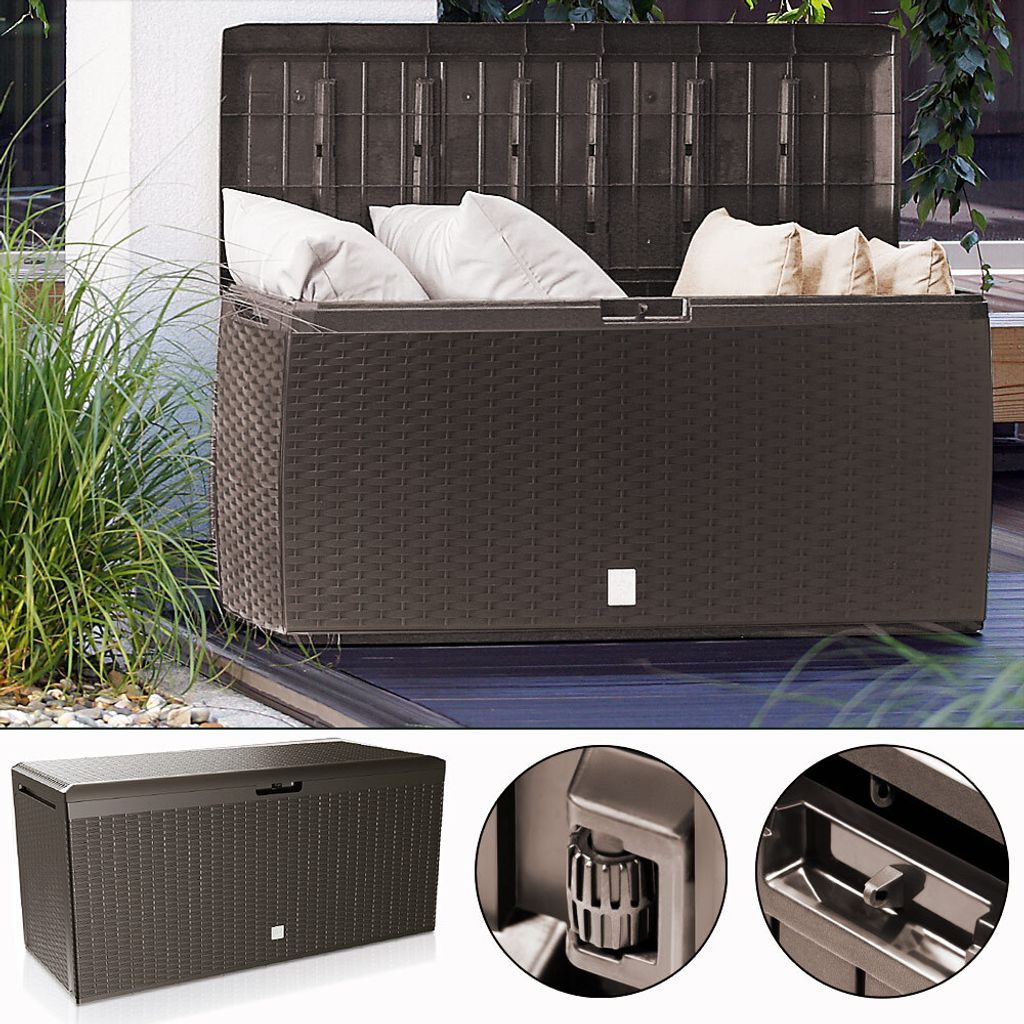 CASARIA® Gartenbox Auflagenbox abschließbar Braun 290L Produktbild 2