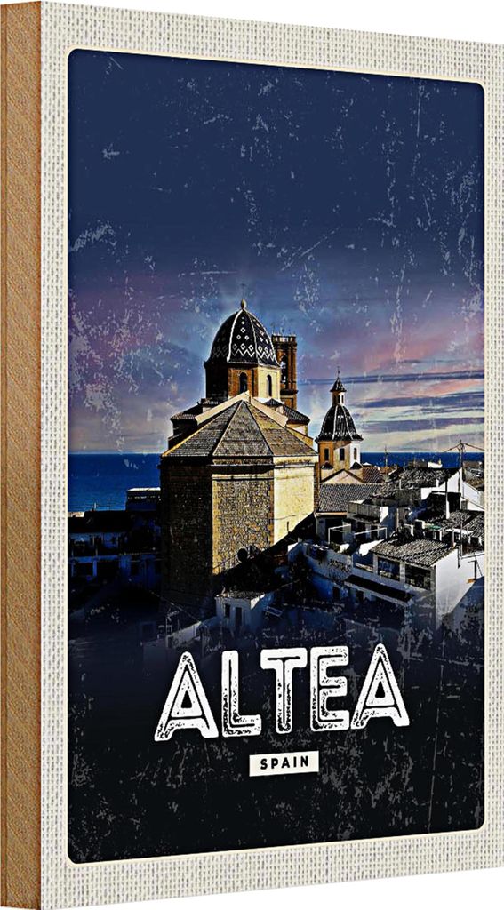 Holzschild Reise 20x30cm Retro Altea Spain Spanien Poster
