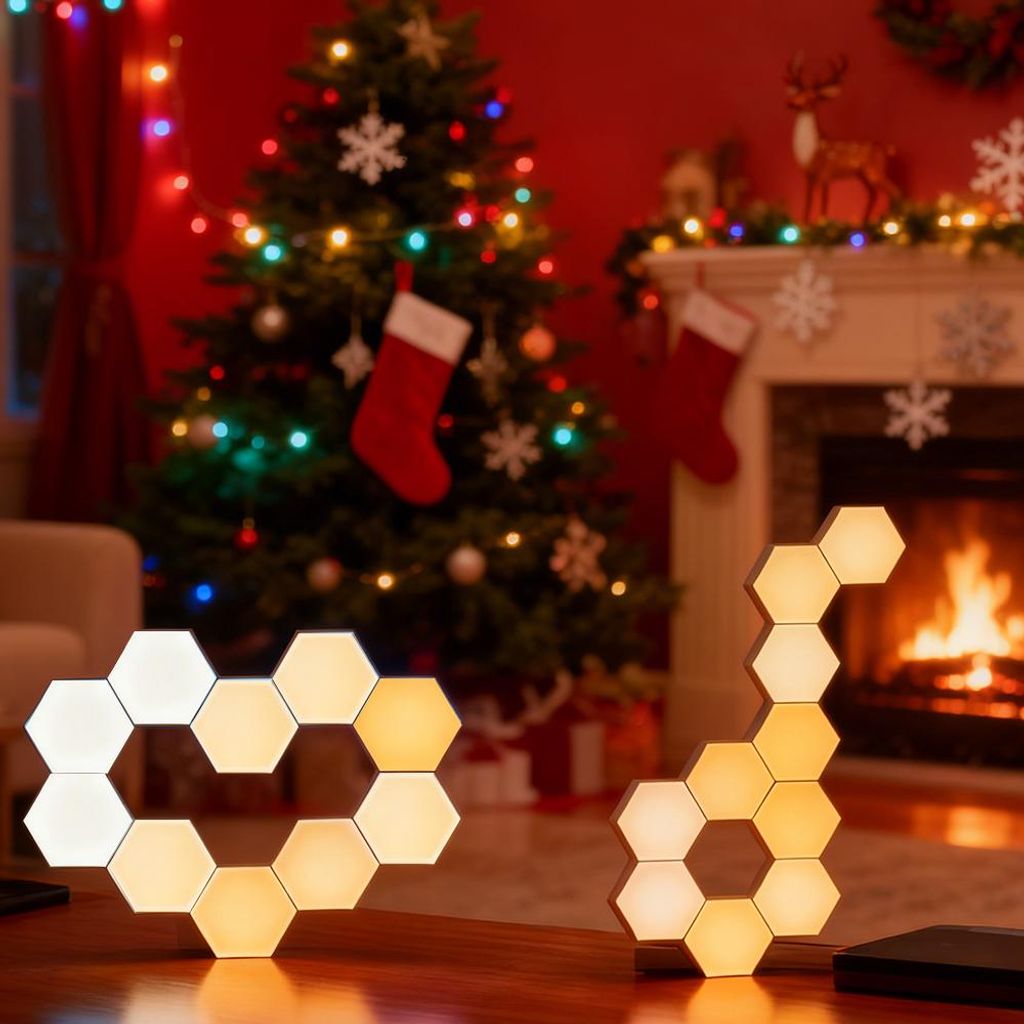 20er DIY Hexagon LED Panel Wandleuchte Innen Wohnzimmer Schlafzimmer Weihnachten Gaming Deko, 3 Farben Touch-Steuerung Einstellbare Helligkeit, USB