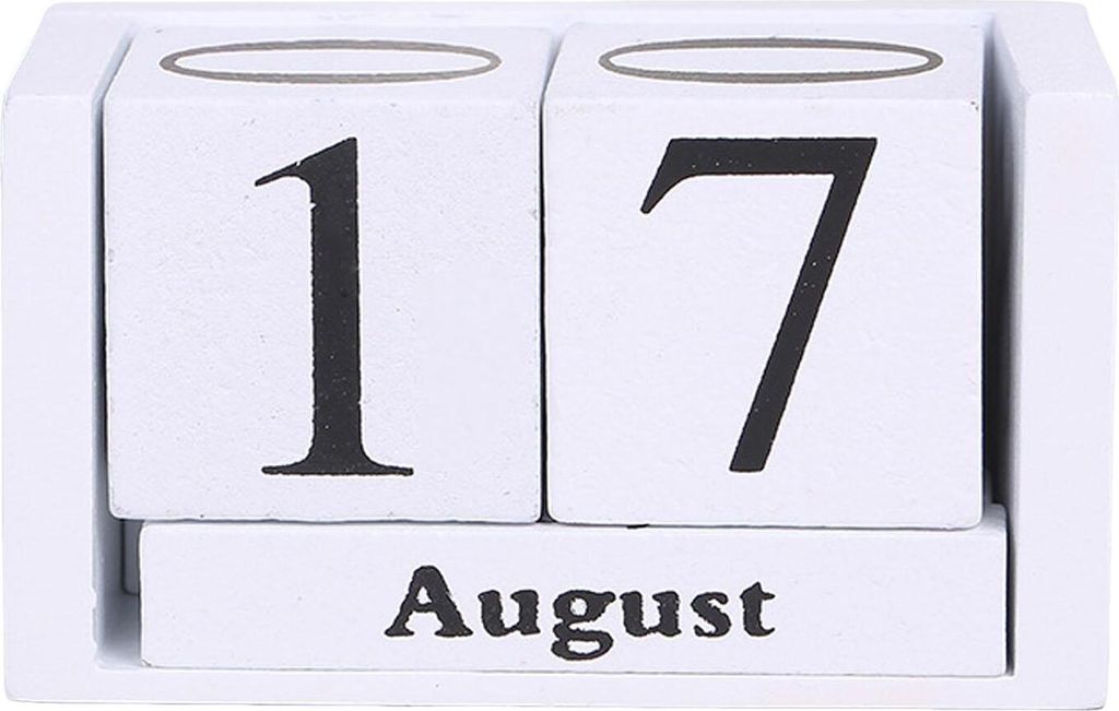 Holzblöcke, Schreibtischkalender, Monats- und Datumsanzeige, wiederverwendbar, Bauernhaus, rustikaler Massivholz-Ewiger Kalender, Home-Office-Desk...