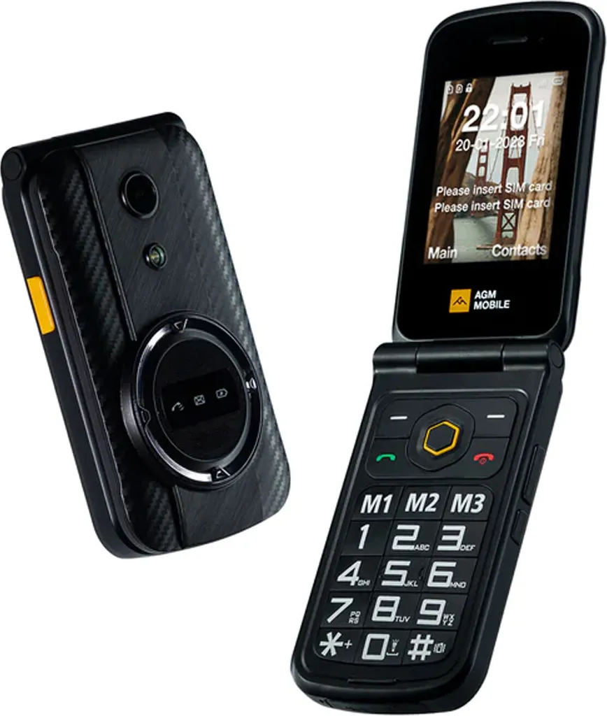 Téléphone Portable Senior AGM M8 Flip Noir - Facile et Résistant