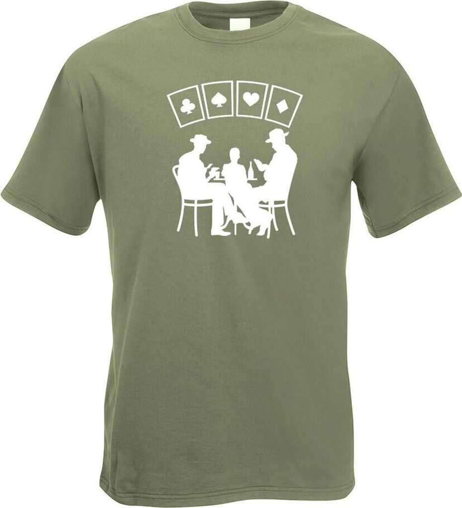 Kiwistar - T-Shirt - Olive - Kartenspiel Pokern Motiv Bedruckt Funshirt Design Print - mit Motiv Bedruckt - Funshirt Design - Sport - Freizeit - He...