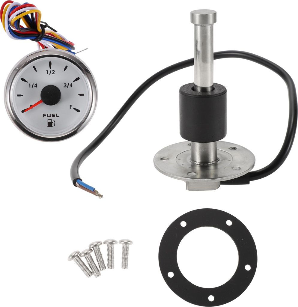Kraftstoff-Sendeinheit und Messgerätesatz Boot Kraftstoff-Sendeinheit Marine-Kraftstoff-Sender Metall 100mm 3,94" Länge 1 Satz Silber Schwarz 0-1...