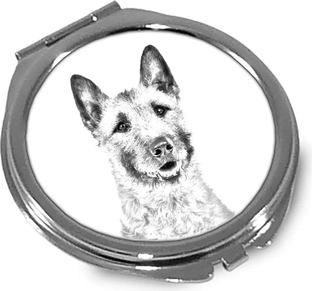 Pastore belga Laekenois - Specchio tascabile con cane, specchio tascabile personalizzato, specchio compatto con logo Art Dog