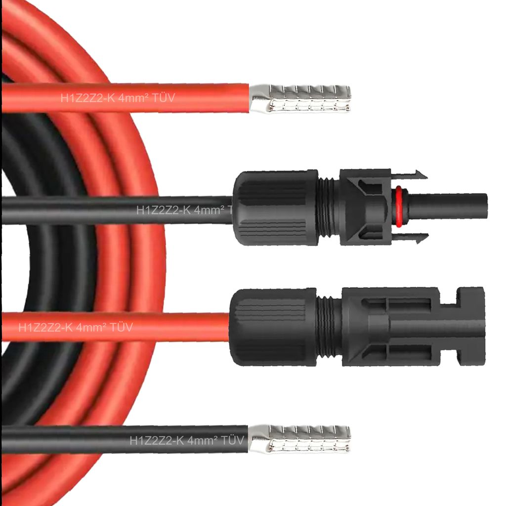 Solarkabel Stecker 1500V Verlängerungskabel für Laderegler Solar Kabel 4mm² 6mm²Länge:2x 7m 6mm²;Steuersatz:0% gem. § 12 Abs. 3 UStG