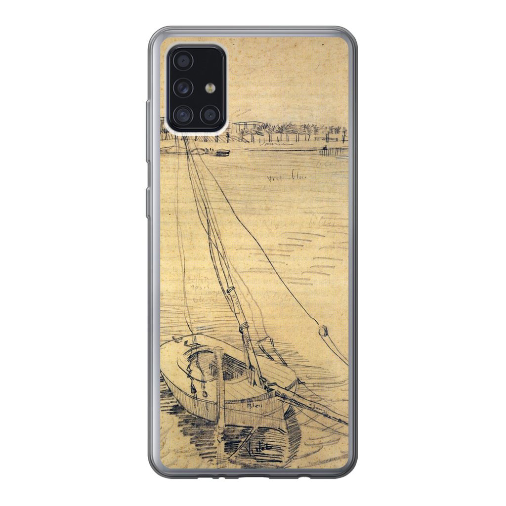 MuchoWow Handyhülle Schutzhülle Hülle für Samsung Galaxy A52 5G Segelboot auf der Seine bei Asnières - Vincent van Gogh Silikon Softcase Han...