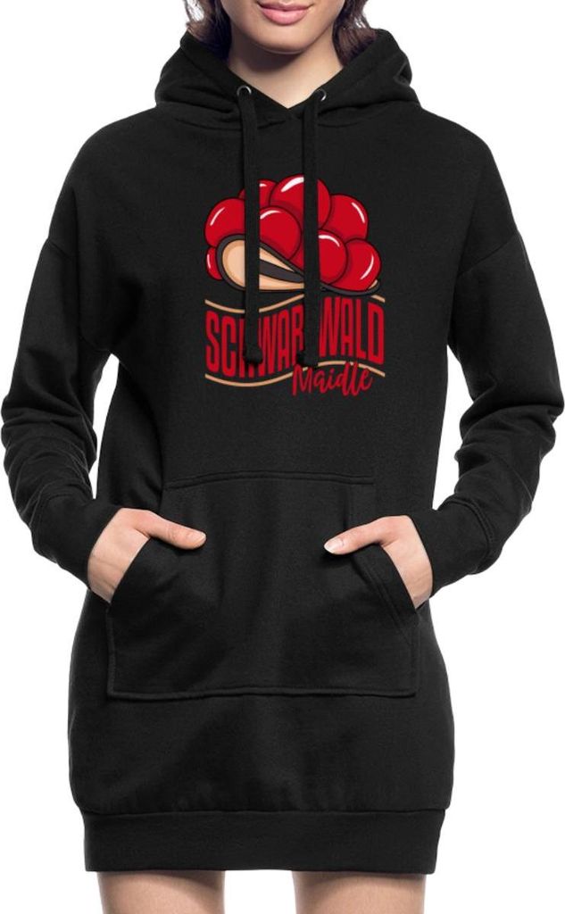 Spreadshirt Schwarzwald Maidle Bollenhut Schwarzwald Geschenk Frauen Hoodie Kleid Damen, S, Schwarz