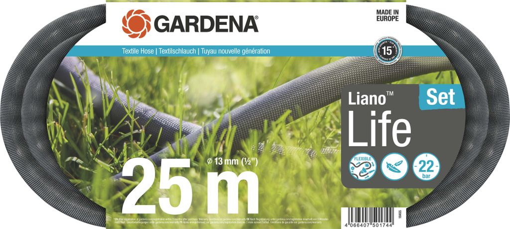 Gardena Textilschlauch LianoÖ Life 1/2" 25 m Set Zdjęcie produktu 