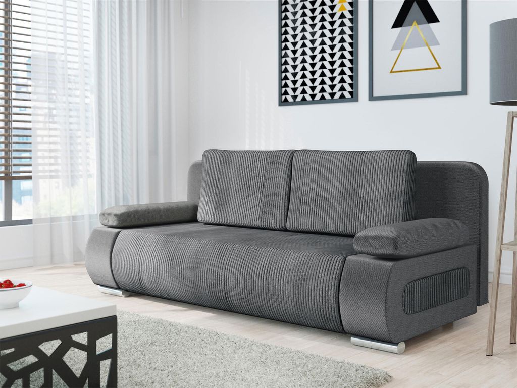 MIRJAN24 Schlafsofa Emma Cord, Sofa mit Bettkasten und Schlaffunktion, Polstersofa Couch vom Hersteller (Farbe: Poso 22 + Kronos 22)