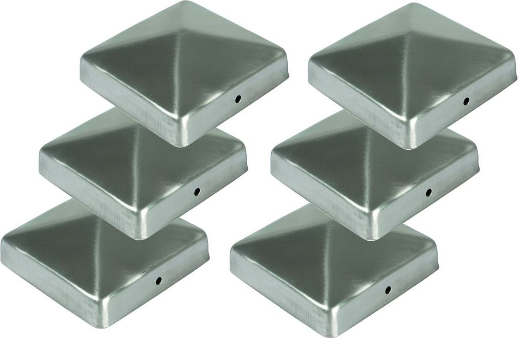 6x Acier inoxydable Chapeau de poteau Pyramide 71x71mm Image du produit 