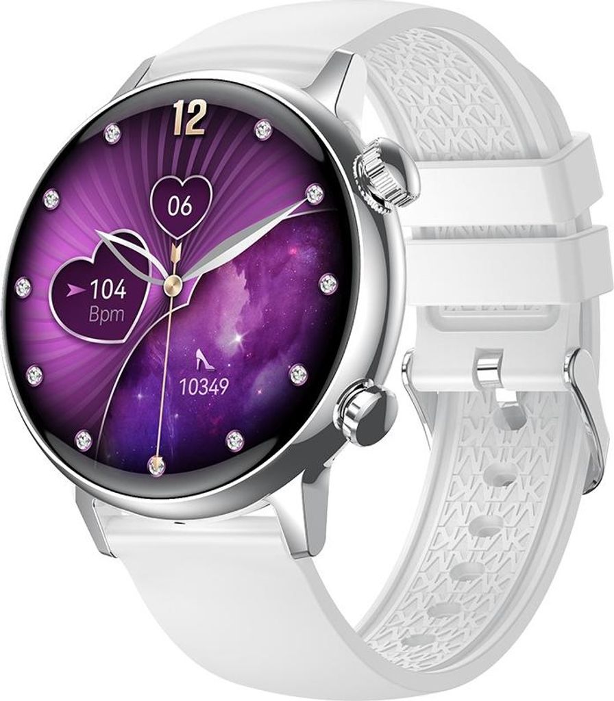 INF Silberne Smartwatch mit grauem Silikonarmband - Bluetooth, NFC & Gesundheit
