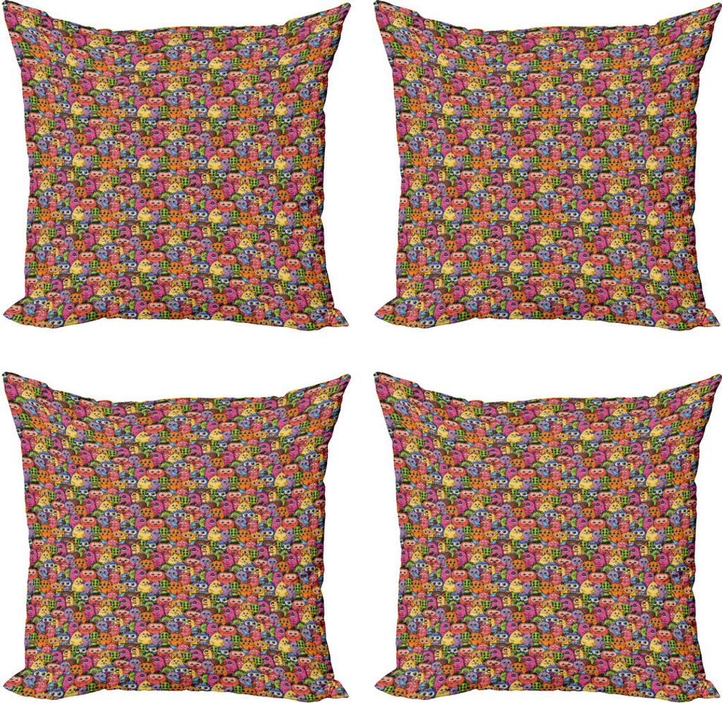 ABAKUHAUS Außerirdischer Kissenbezug Set (4 Stück), Karneval der Tiere Entwurf, Moderner Doppelseitiger Digitaldruck, 60 cm x 60 cm, Mehrfarbig