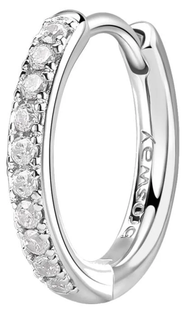 Mono boucle d'oreille anneau zircons blancs Fancy Infinite White ronde
