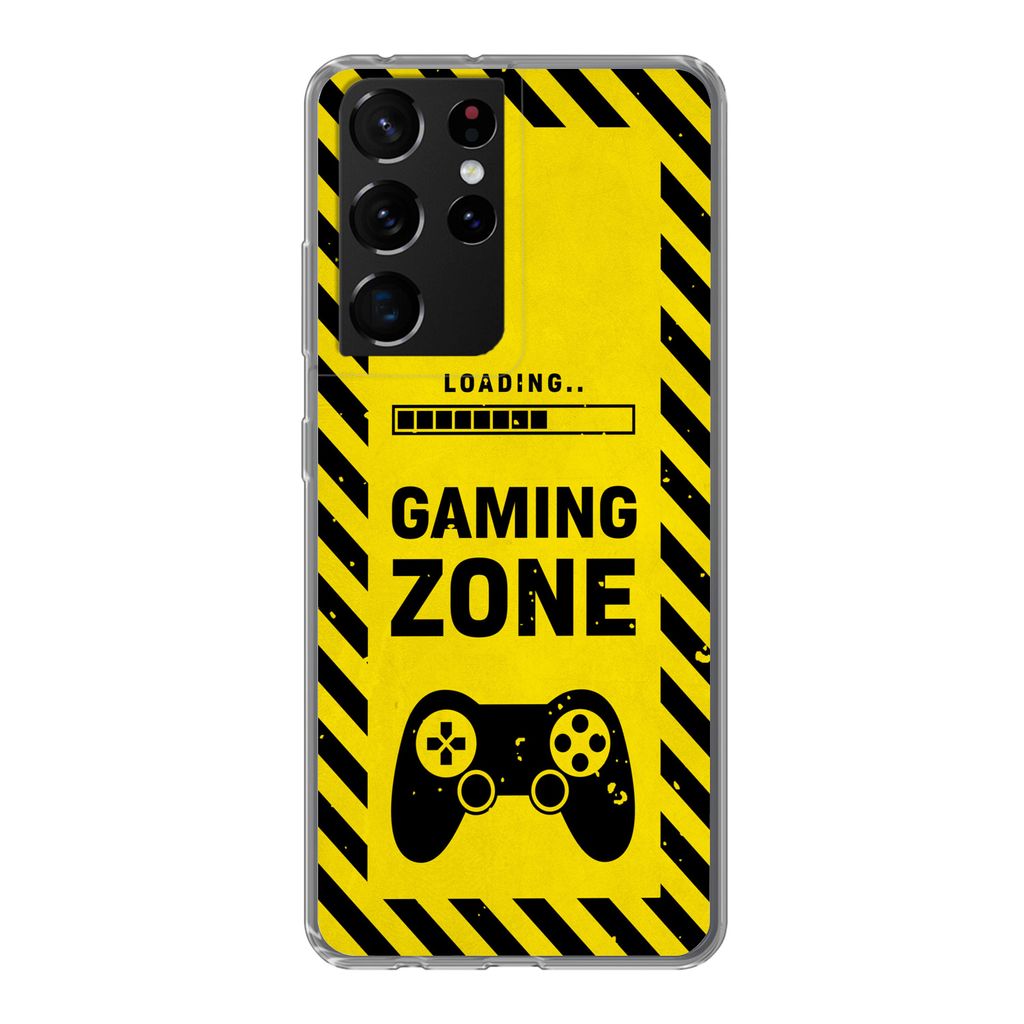 MuchoWow Handyhülle Schutzhülle Hülle für Samsung Galaxy S21 Ultra Spiele - Zitate - Controller - Spielzone - Spiel Silikon Softcase Handy H...