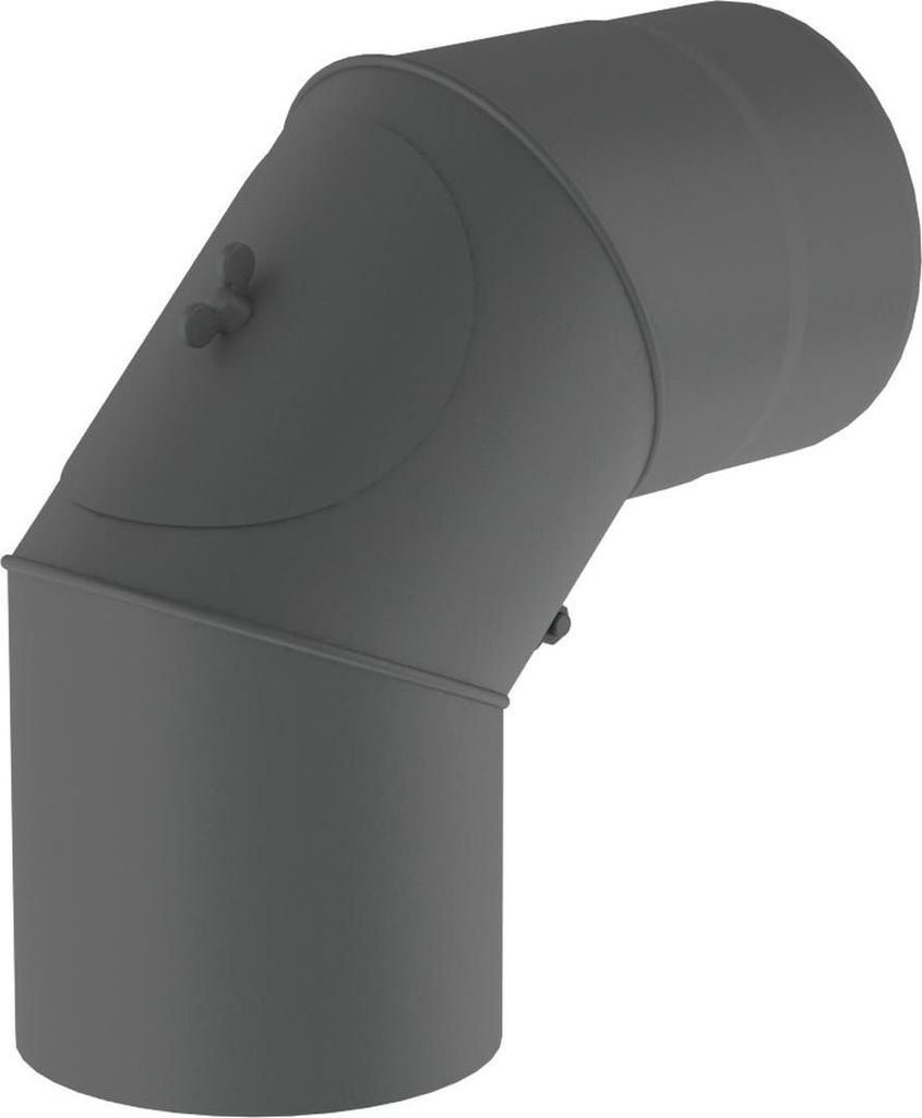 Ø 120 mm Ofenrohr Bogen drehbar 0-90° - mit Tür - gussgrau