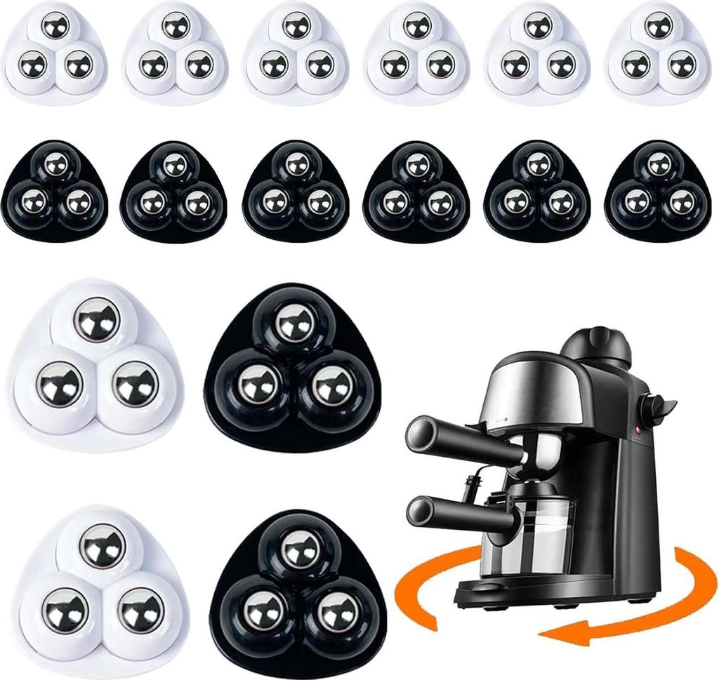16er-Pack M?belrollen šC 360¡ã selbstklebende Mini-Kugelrollen šC mit 3 Stahlkugeln šC fš¹r Kaffeemaschine, Mš¹lleimer, Kš¹chenger?te